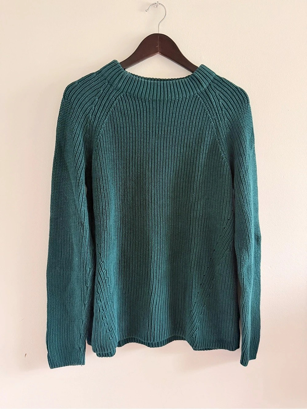 Lands' End Cotton Ribbed Crewneck Sweater Size Large